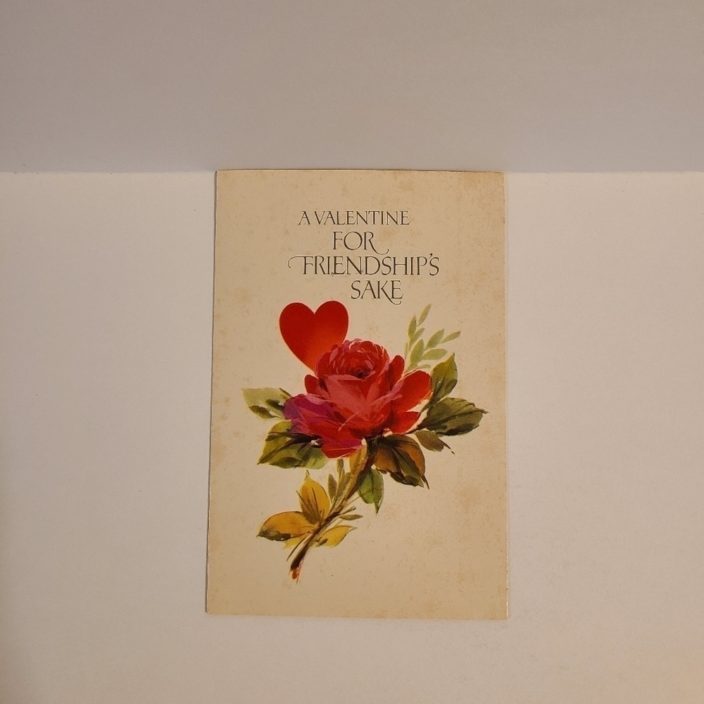 Vintage Forget Me Not Red Rose Friendship Valentine Day Card